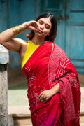 RED-PINK JAPANESE BANDHANI SILK SAREE