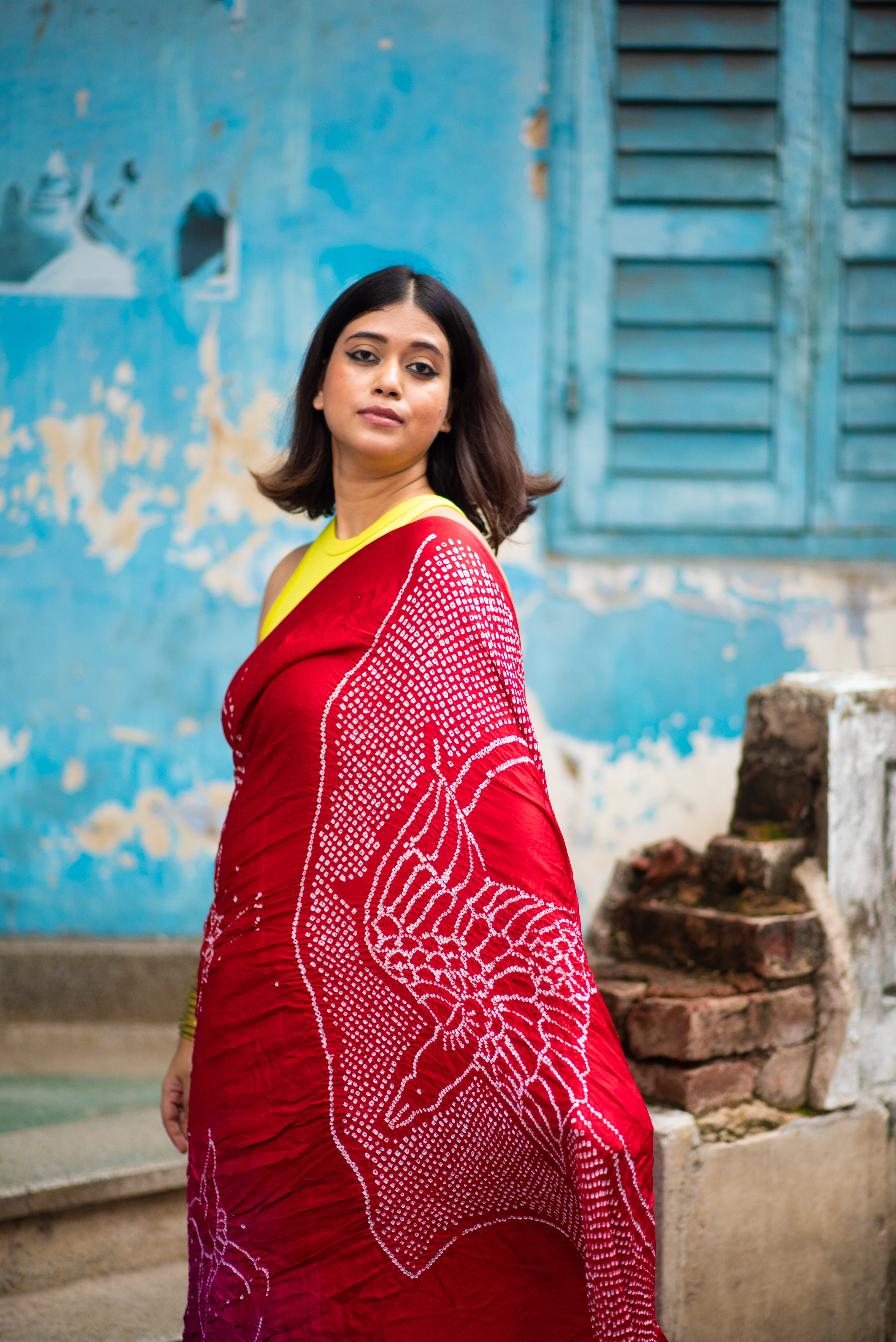RED-PINK JAPANESE BANDHANI SILK SAREE