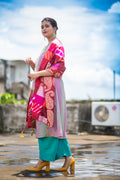 YELLOW-PINK BAARADOZI PATCHWORK REVERSIBLE SILK STOLE