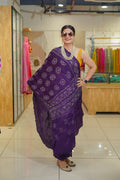 PURPLE CLASSIC TRADITIONAL LADDU SILK BANDHANI SAREE