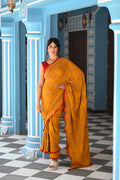 GOLDEN YELLOW CLASSIC TRADITIONAL LADDOO BANDHANI SILK SAREE WITH SILK BORDER
