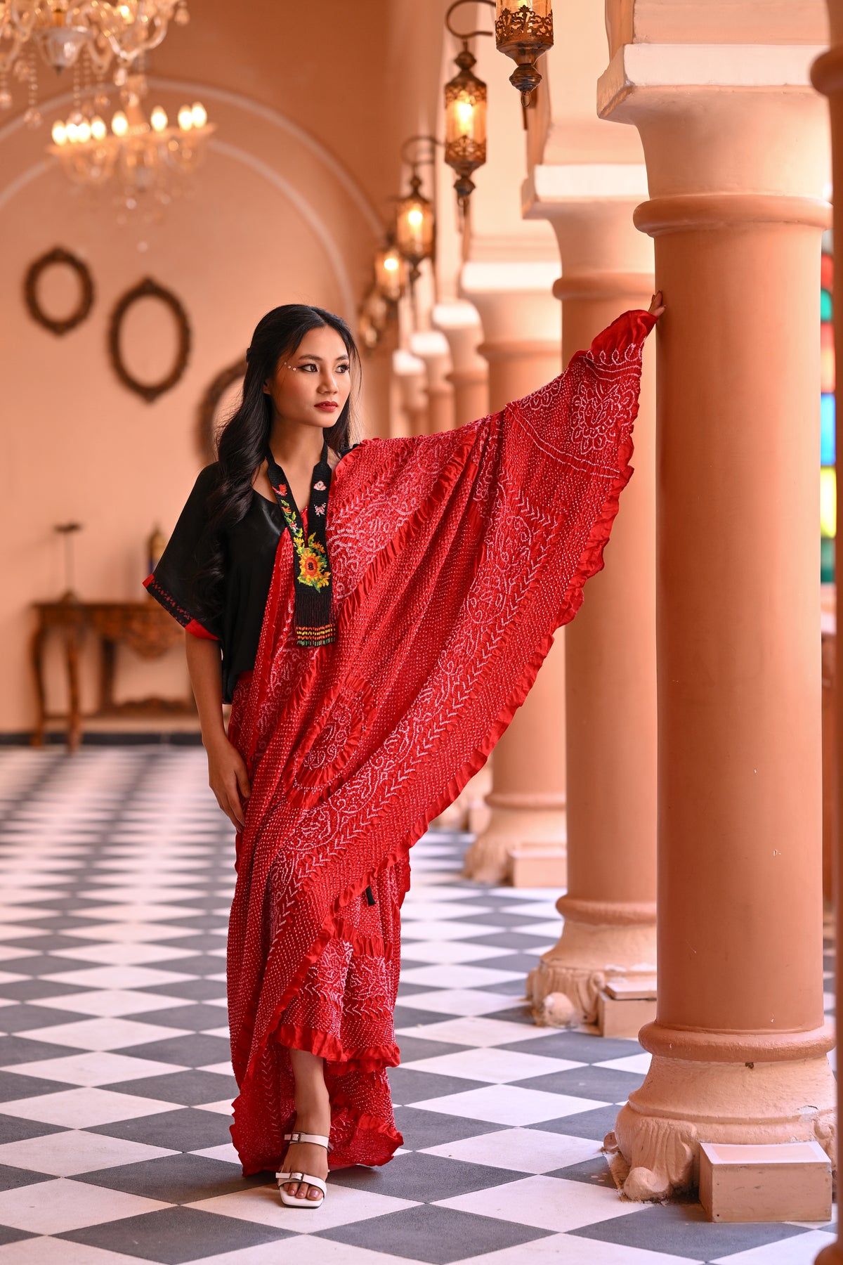 RED CLASSIC TRADITIONAL BANDHANI SILK SAREE