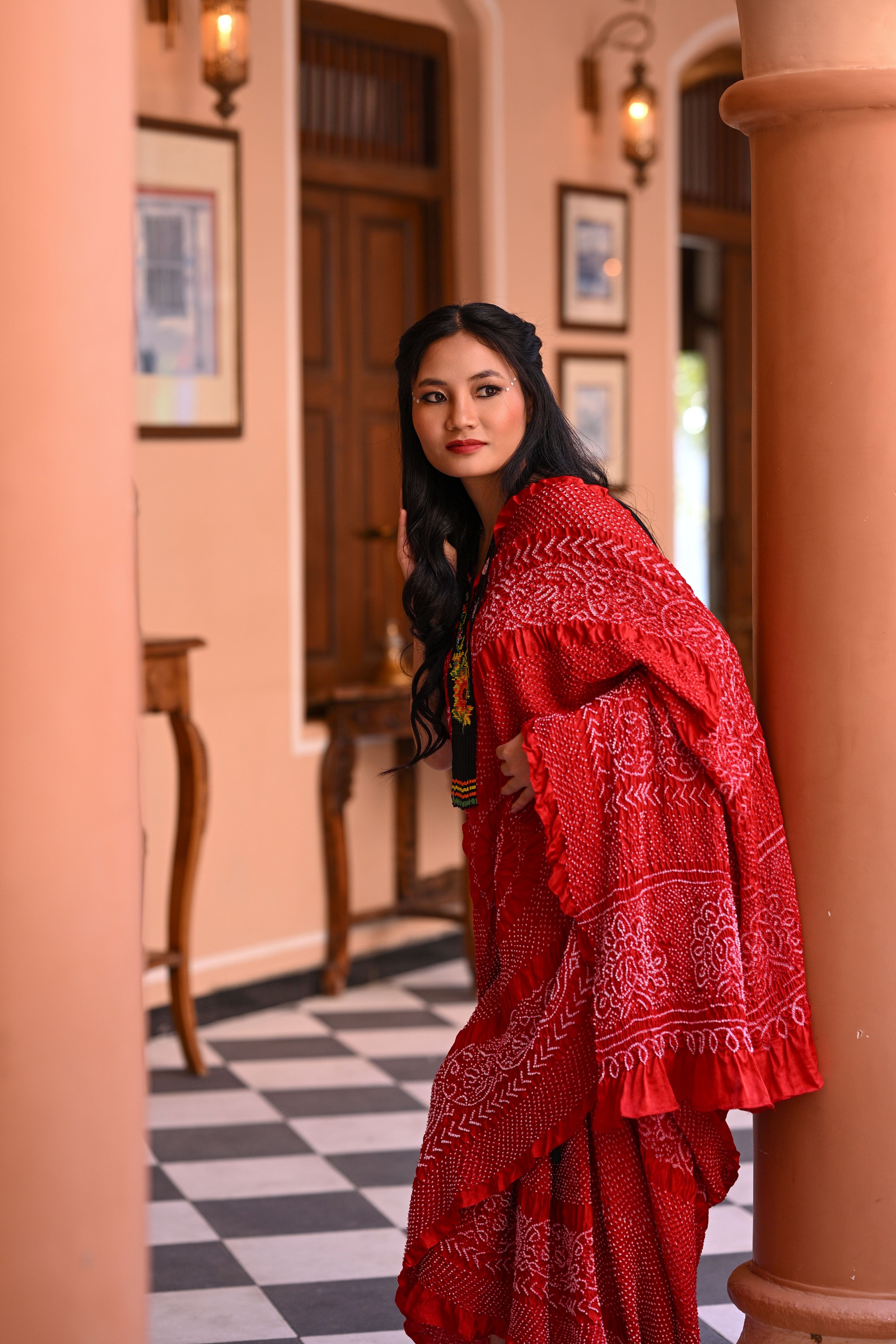 RED CLASSIC TRADITIONAL BANDHANI SILK SAREE