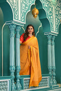 GOLDEN YELLOW ETERNAL DOT BANDHANI SILK SAREE WITH MUKAISH WORK