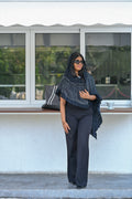 BLACK O3 CHEVRON BANDHANI SILK DUPATTA