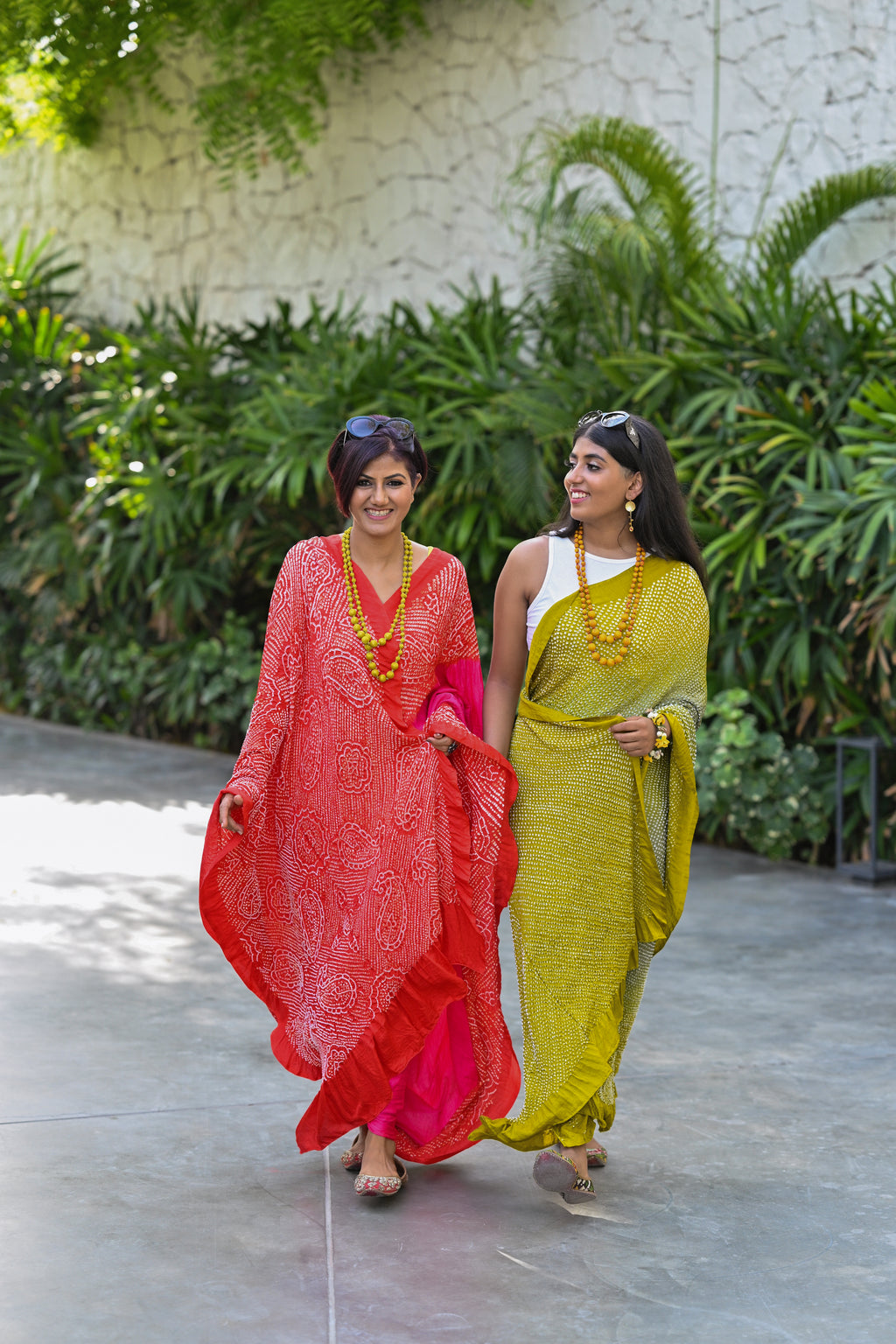 MUSTARD YELLOW-GREY ETERNAL DOTS BANDHANI SILK SAREE
