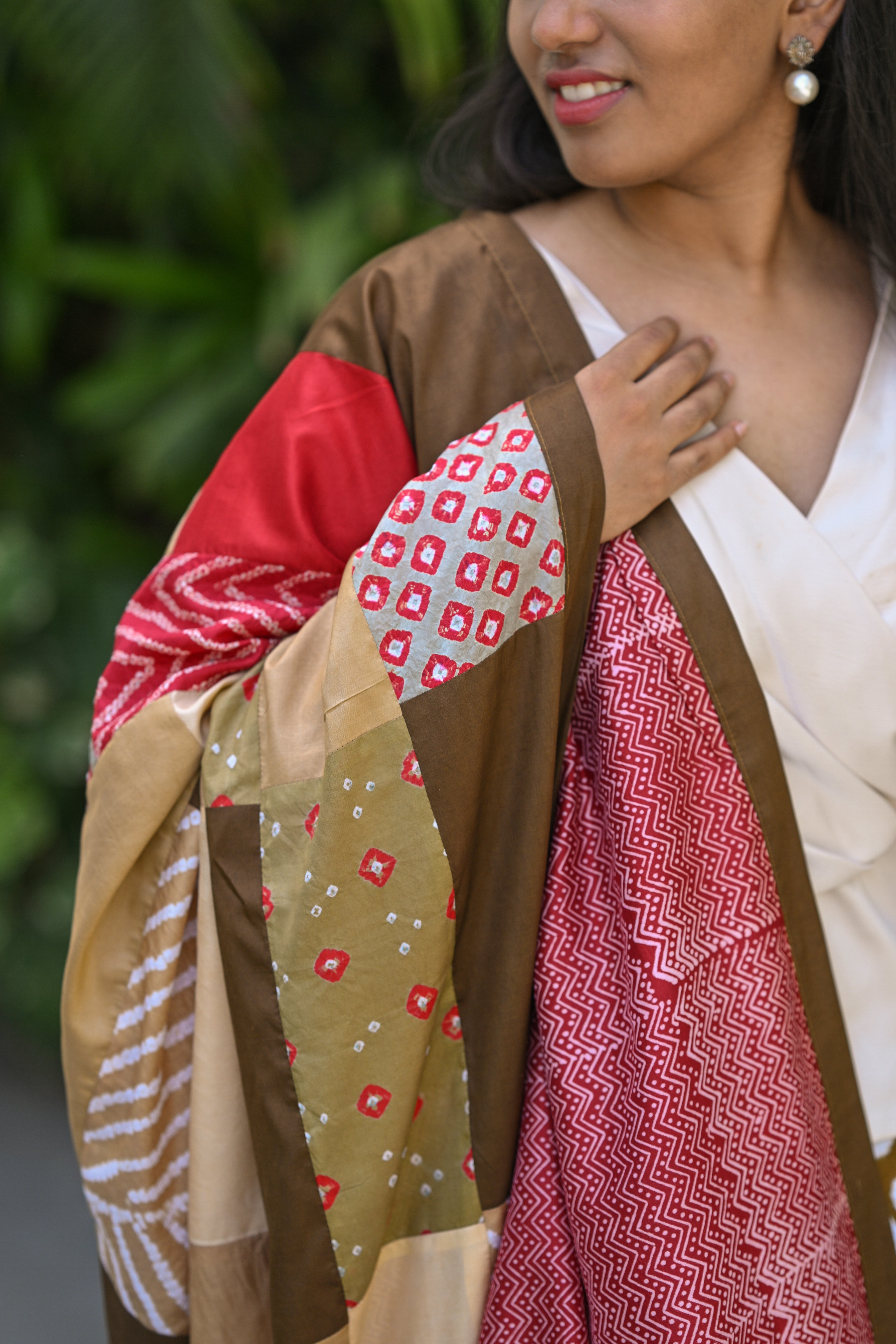 BROWN BAARADOZI PATCHWORK REVERSIBLE SILK SAREE