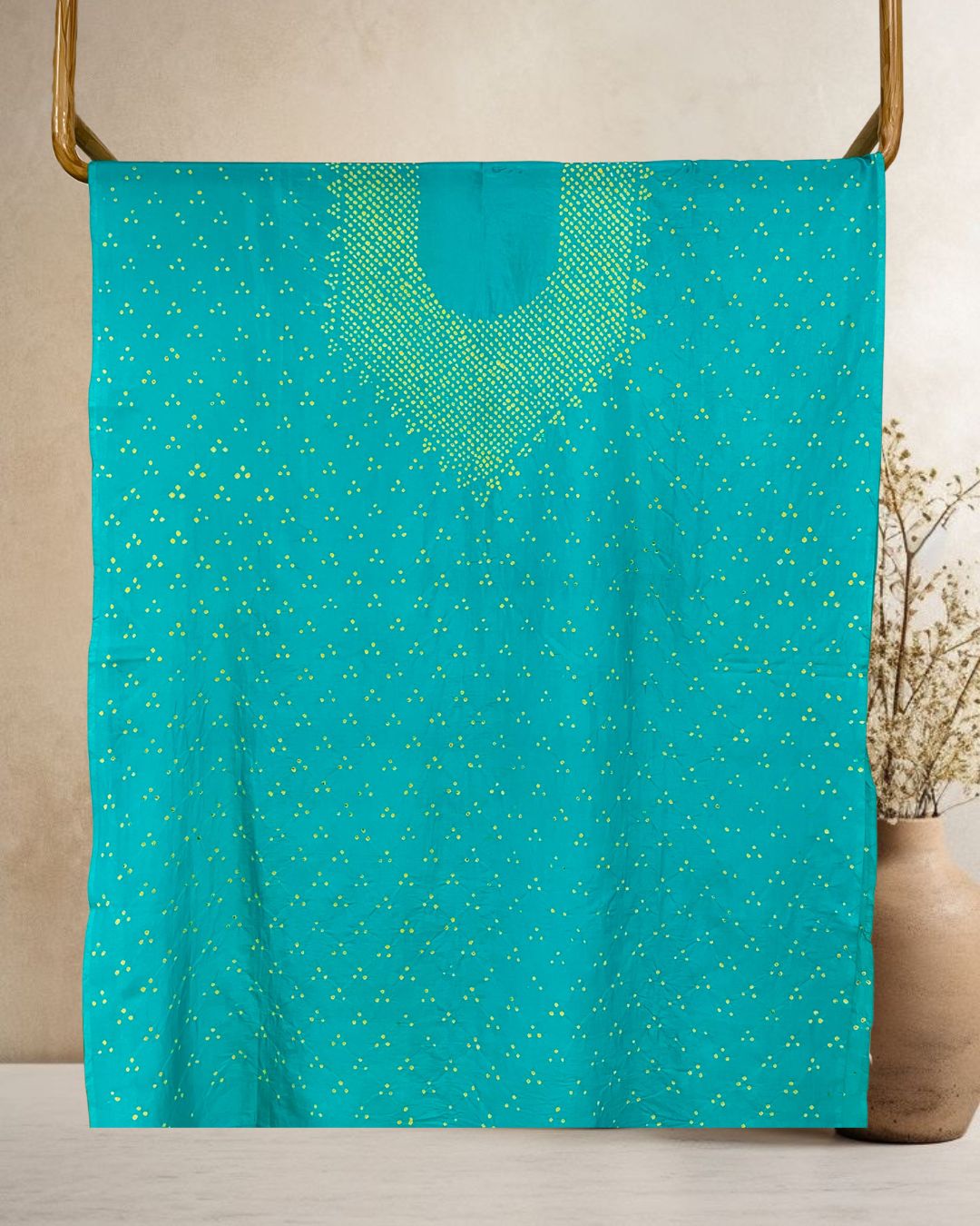 BLUE YOKE SILK BANDHANI FABRIC