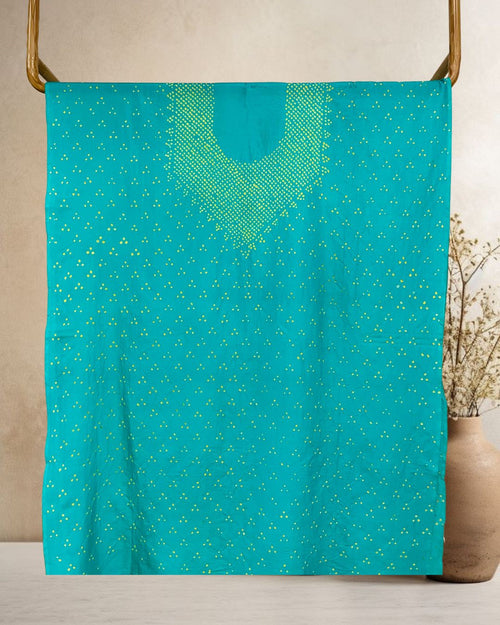 BLUE YOKE SILK BANDHANI FABRIC