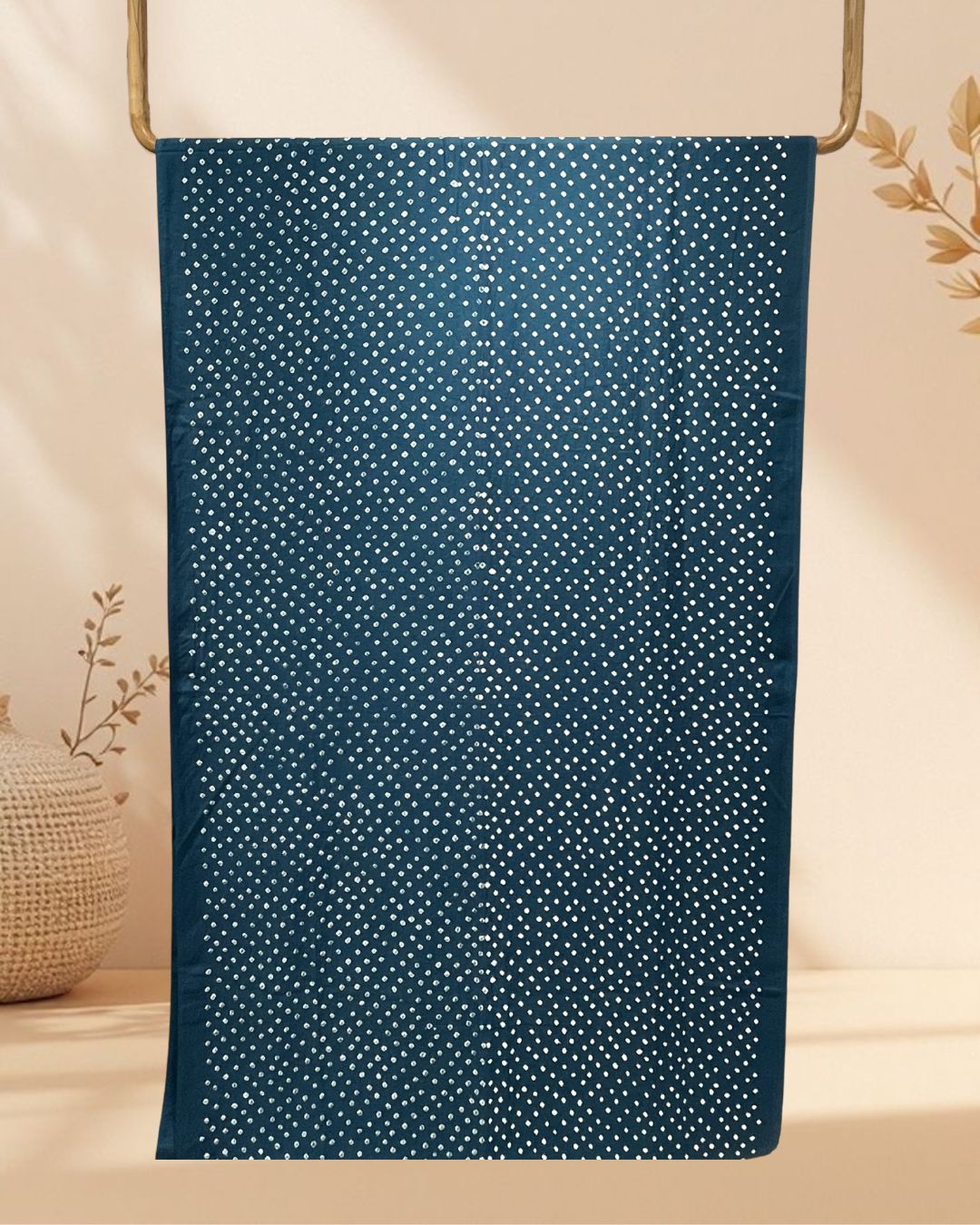 BLUE OVERALL DOT COTTON BANDHANI FABRIC-4m