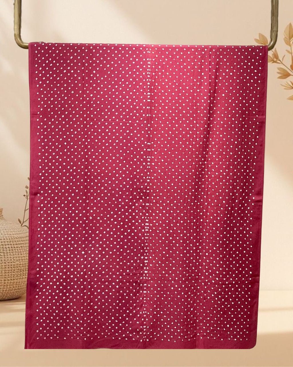 MAGENTA OVERALL DOT COTTON BANDHANI FABRIC