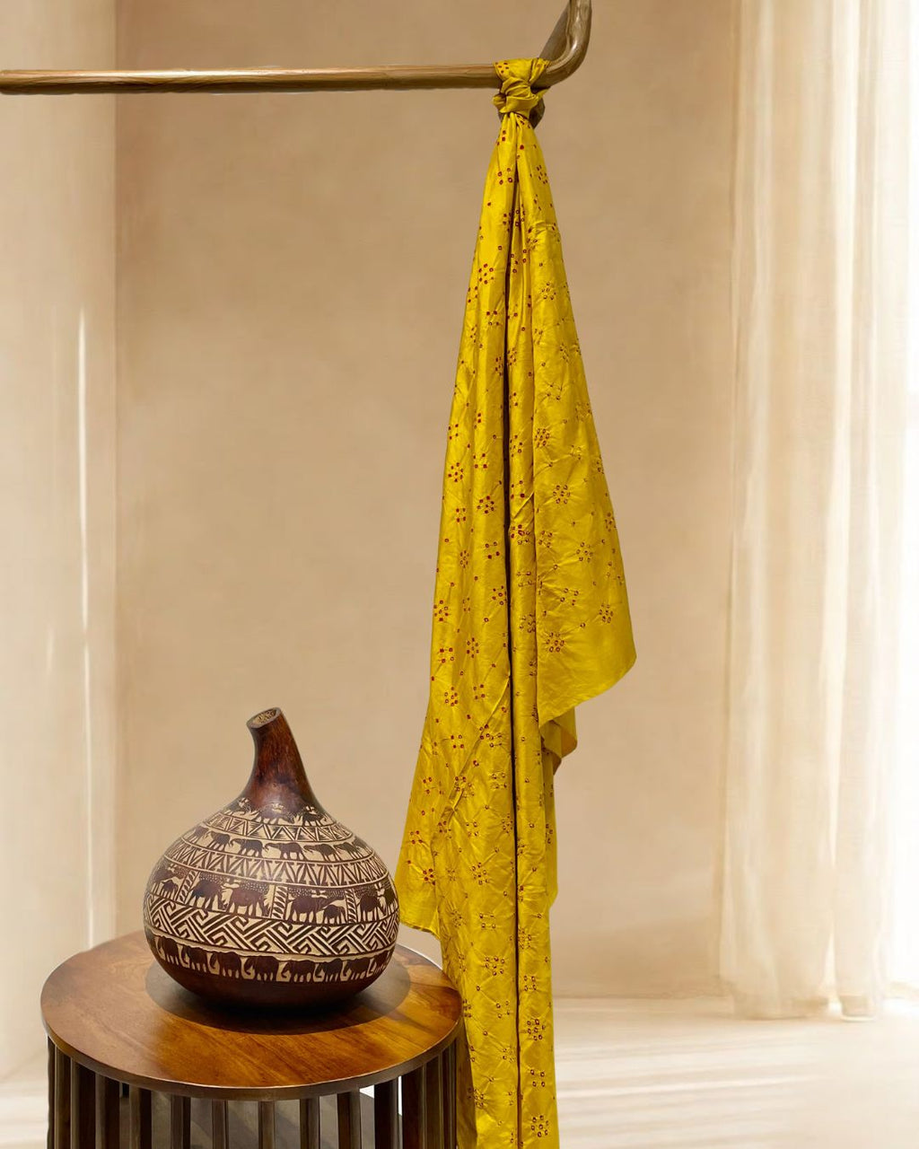 YELLOW ALL OVER BANDHANI SILK BANDHANI