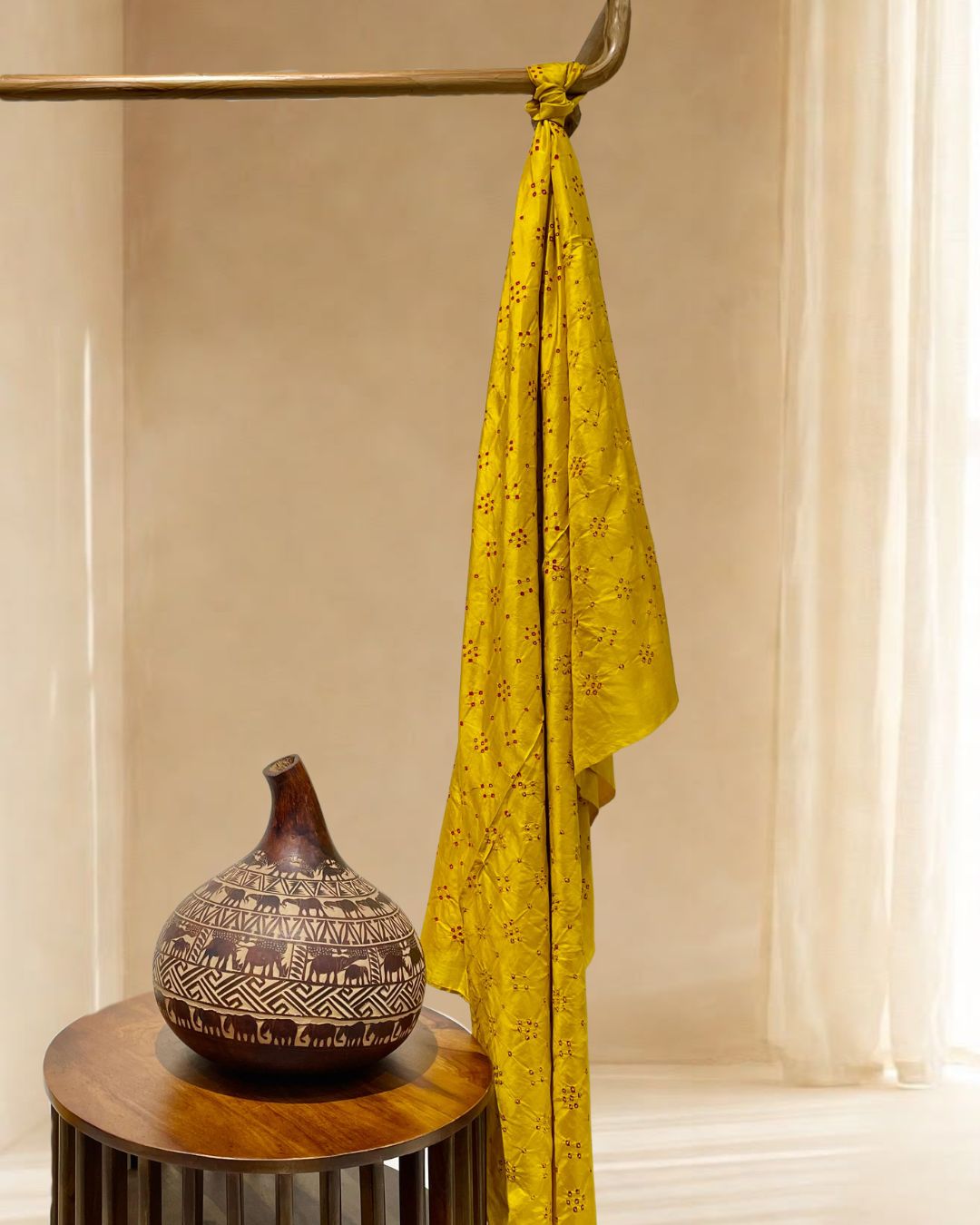 YELLOW ALL OVER BANDHANI SILK BANDHANI