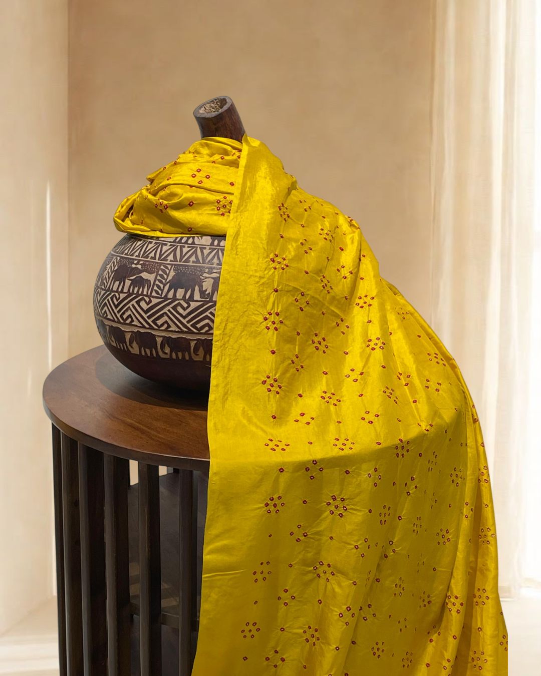 YELLOW ALL OVER BANDHANI SILK BANDHANI