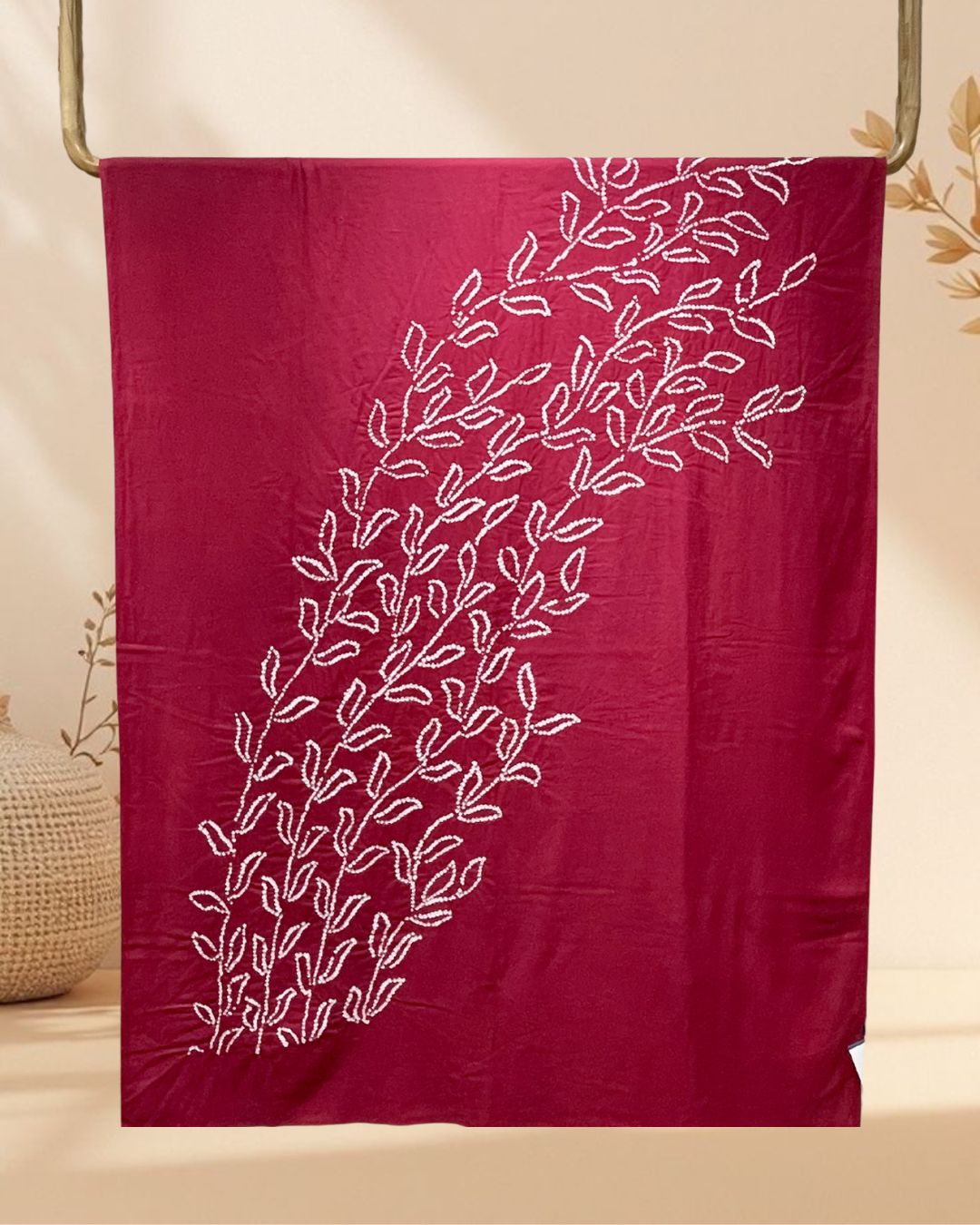 PINK CENTRE PANEL COTTON BANDHANI FABRIC