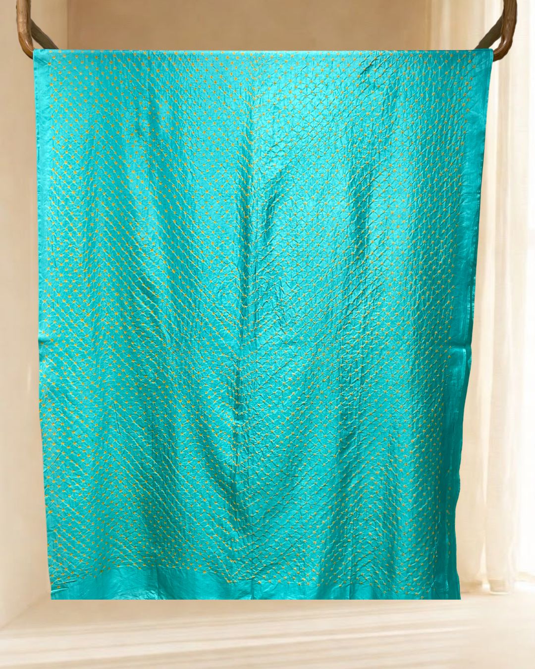 LIGHT BLUE ALL OVER DOT BANDHANI SILK FABRIC