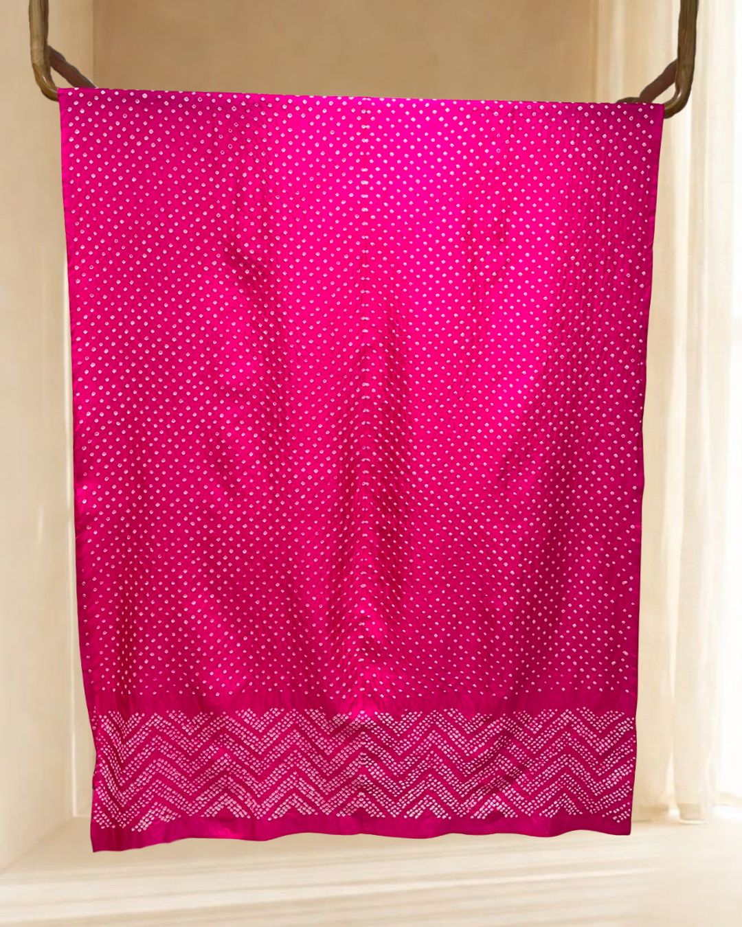 PINK BOARDER ALL OVER FABRIC BANDHANI SILK FABRIC