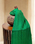GREEN OVER ALL DOT SILK BANDHANI FABRIC
