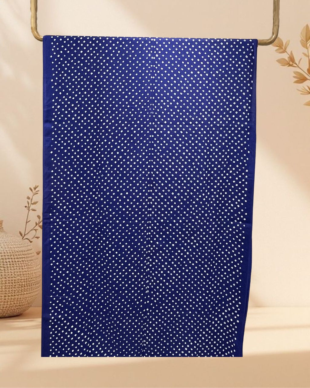 NAVY BLUE OVERALL DOT COTTON BANDHANI FABRIC-4m