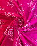 PINK - RED BORDER BANDHANI SILK FABRIC