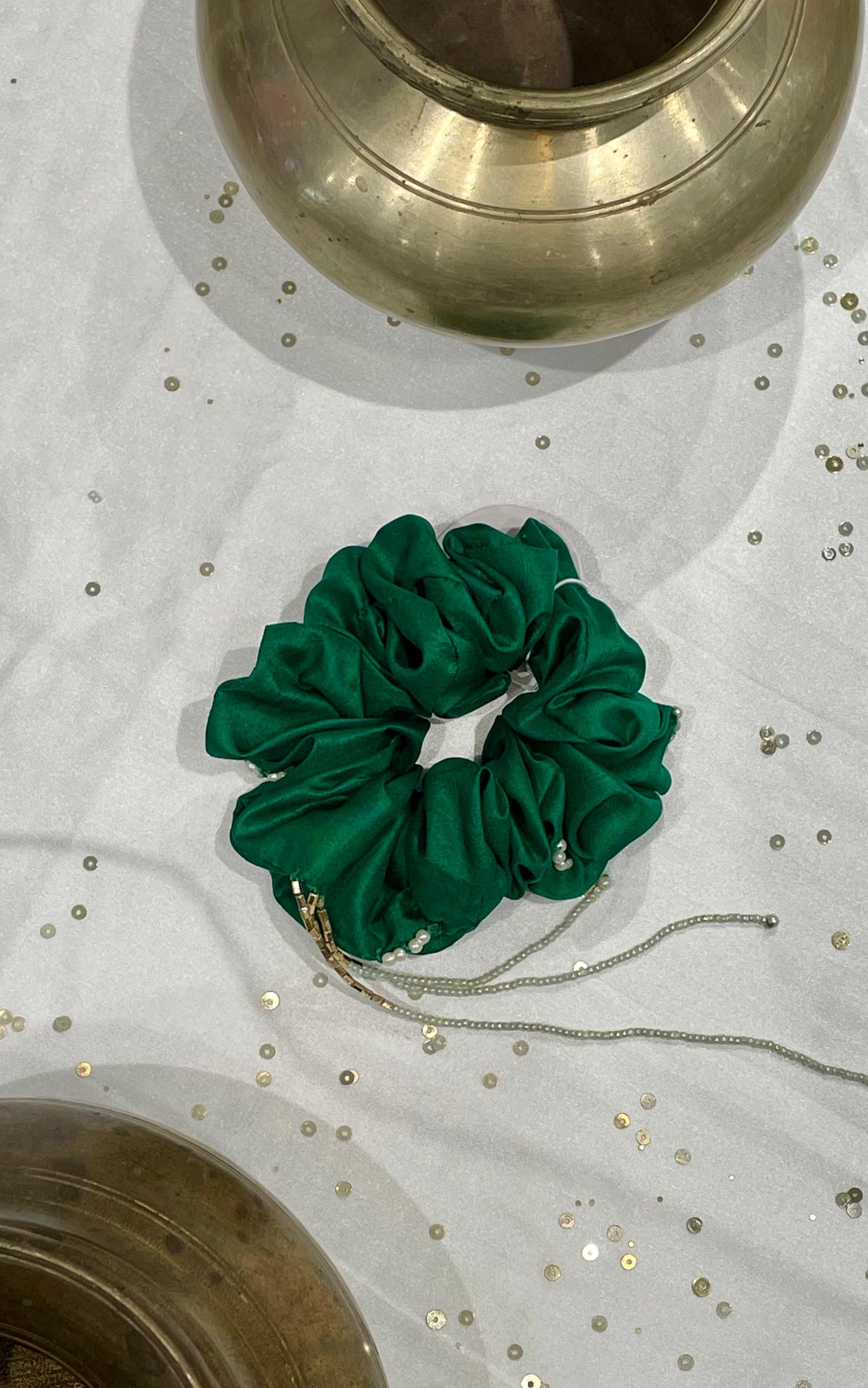 SILK SCRUNCHIES COMBO - RED, YELLOW AND GREEN