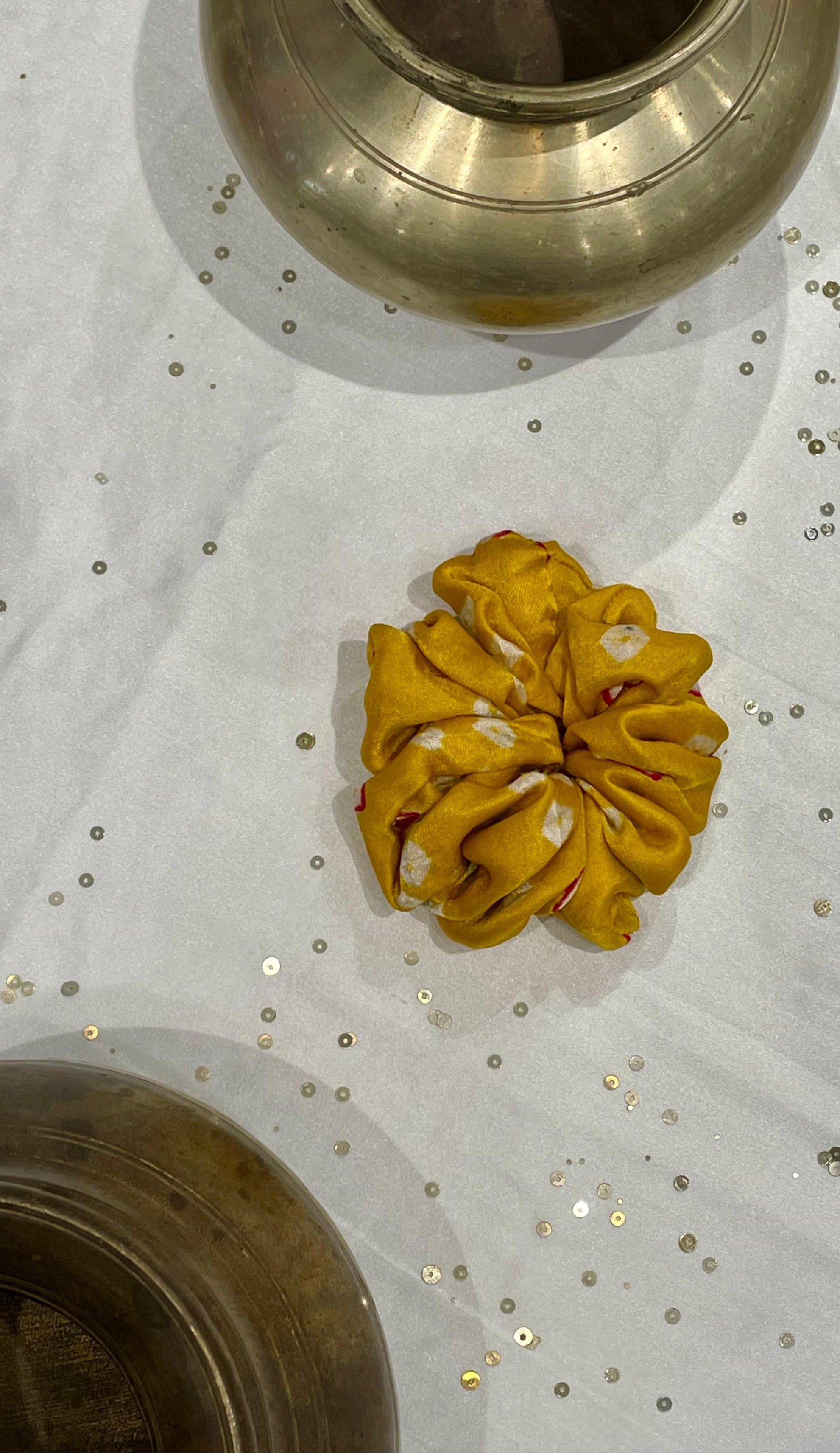 SILK SCRUNCHIES COMBO - RED, YELLOW AND GREEN