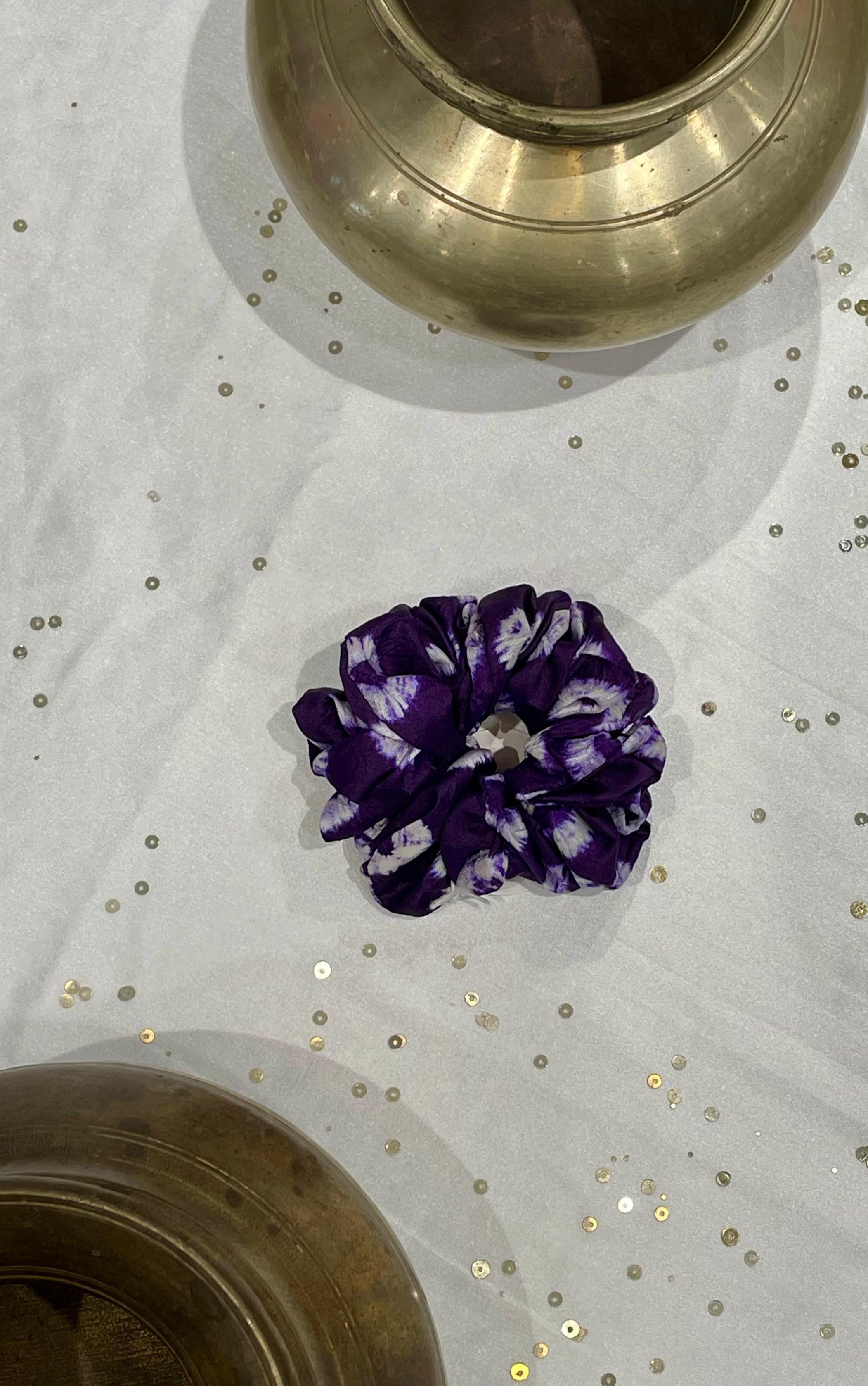 SILK SCRUNCHIES COMBO - ORANGE, PINK AND PURPLE