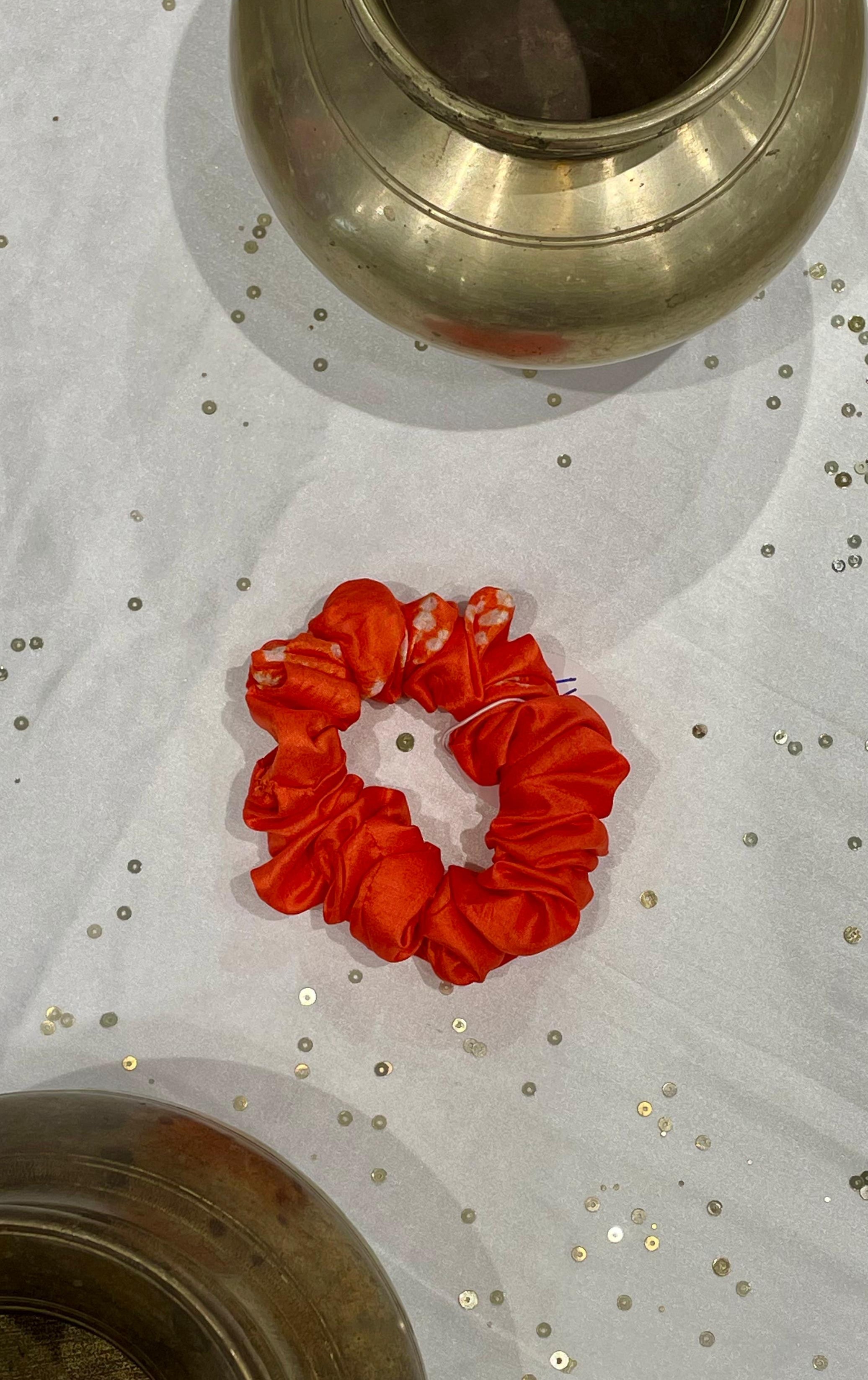 SILK SCRUNCHIES COMBO - ORANGE, PINK AND PURPLE