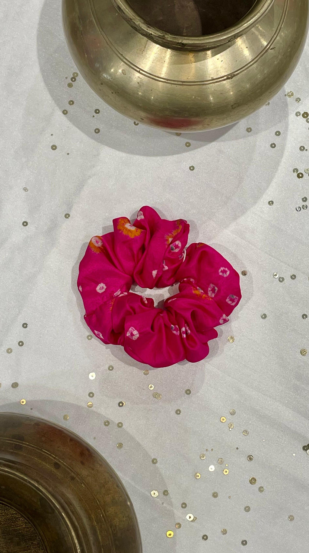 SILK SCRUNCHIES COMBO - ORANGE, PINK AND PURPLE