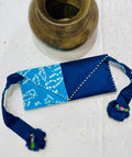 LIGHT BLUE - INDIGO BLUE SILK WAIST BAG WITH HANDMADE TASSELS AND STONEWORK