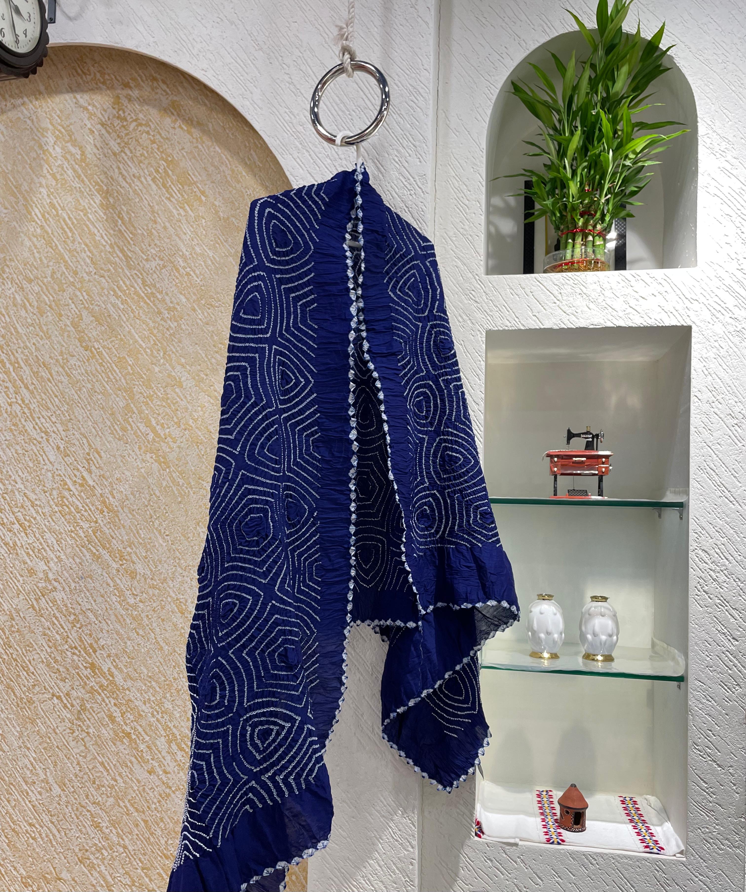 NAVY BLUE CHANDERI COTTON DUPATTA