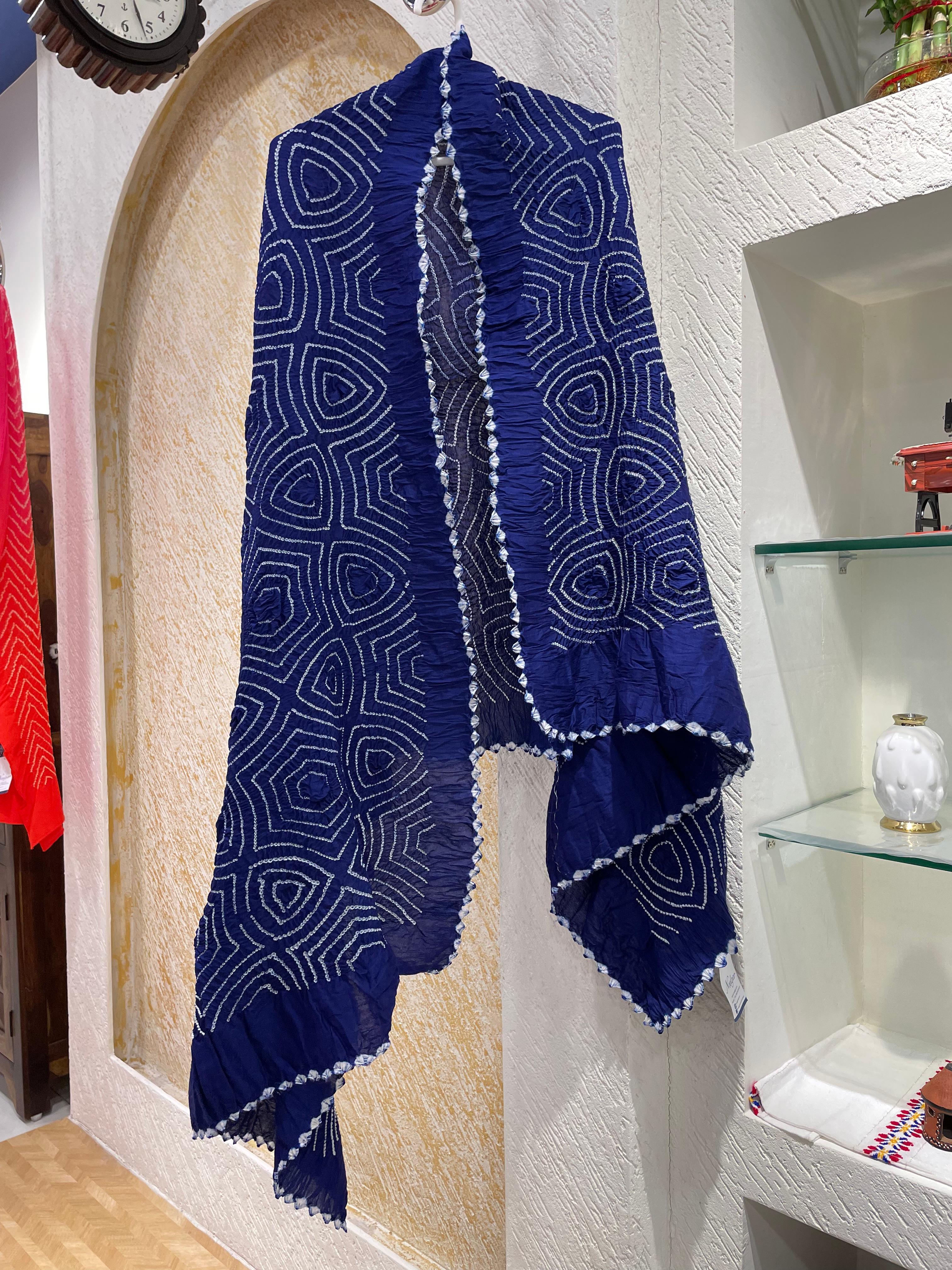 NAVY BLUE CHANDERI COTTON DUPATTA