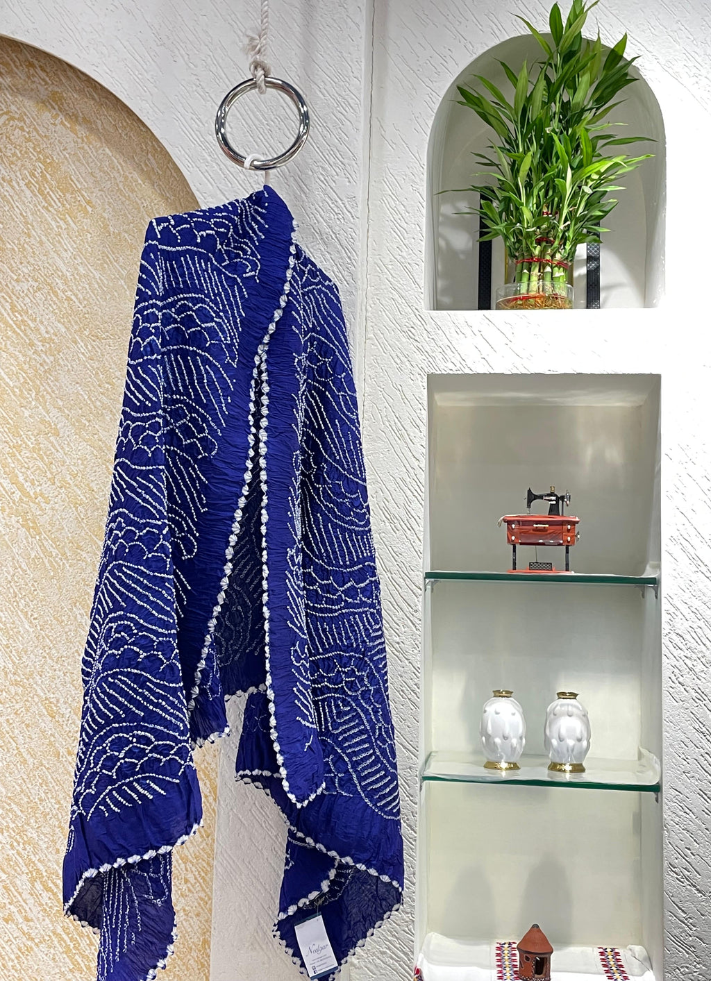 NAVY BLUE CHANDERI COTTON DUPATTA