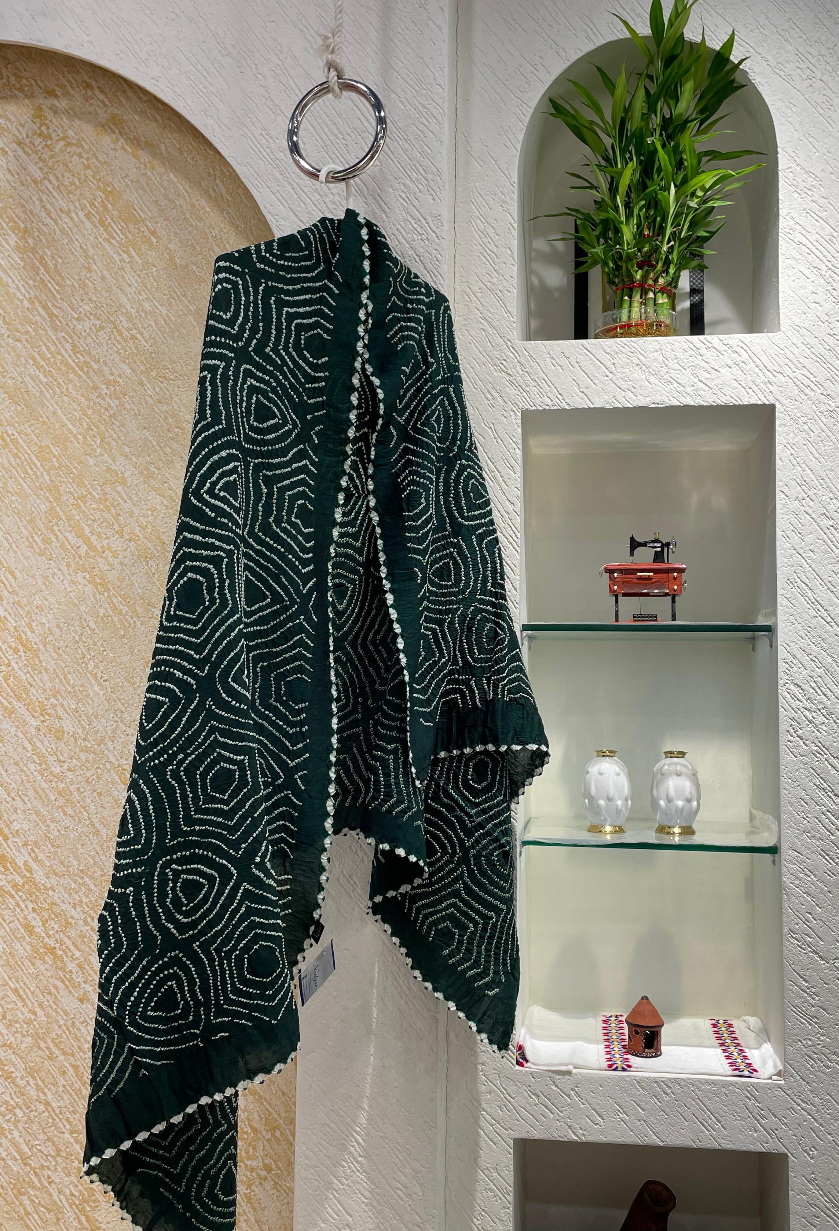 DARK GREEN CHANDERI COTTON DUPATTA