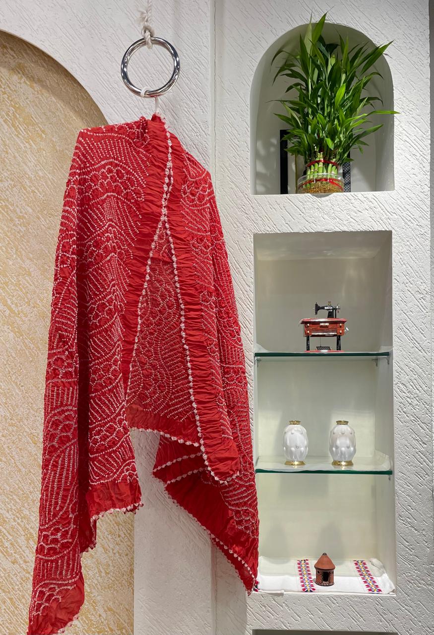 ORANGE CHANDERI COTTON DUPATTA