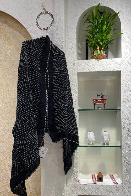 BLACK CHANDERI COTTON DUPATTA