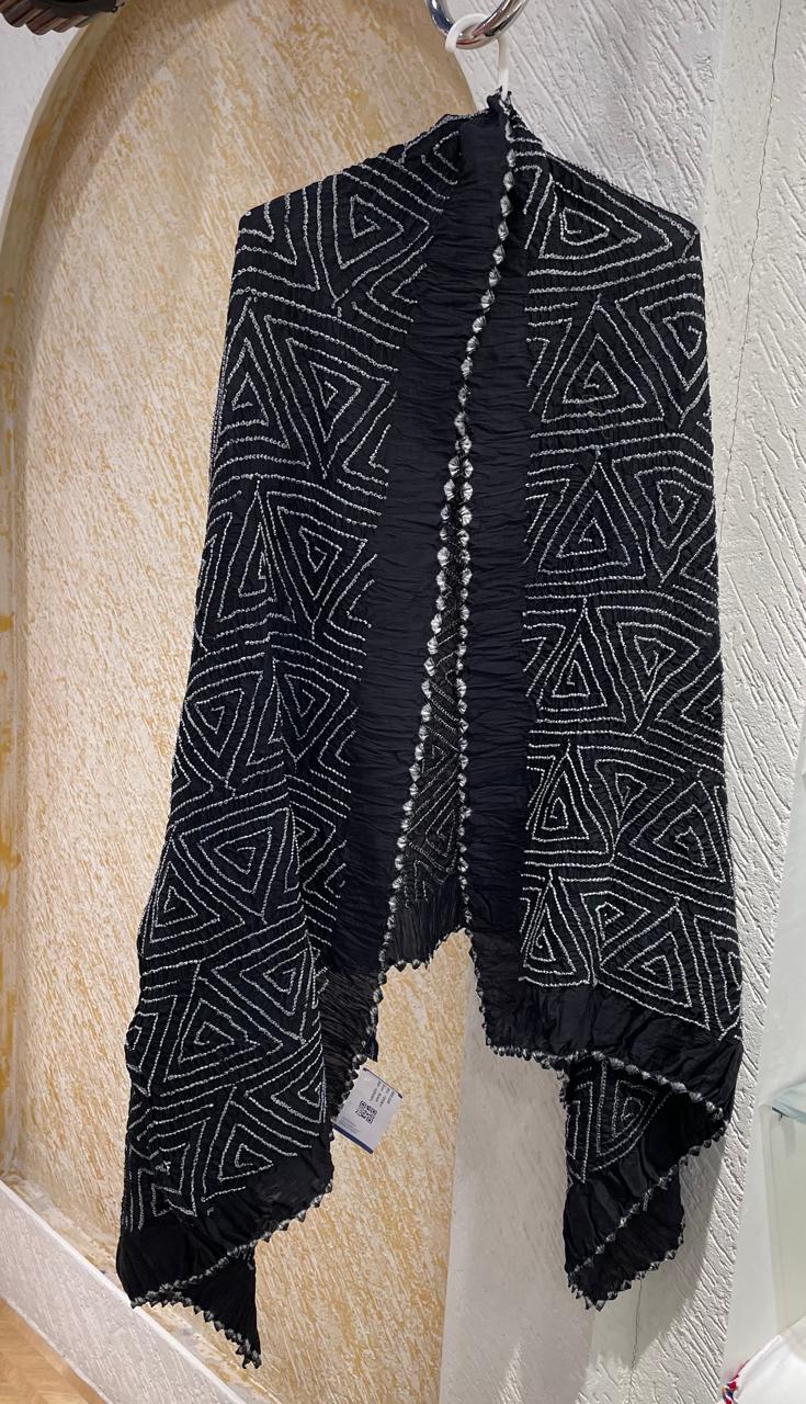 BLACK CHANDERI COTTON DUPATTA