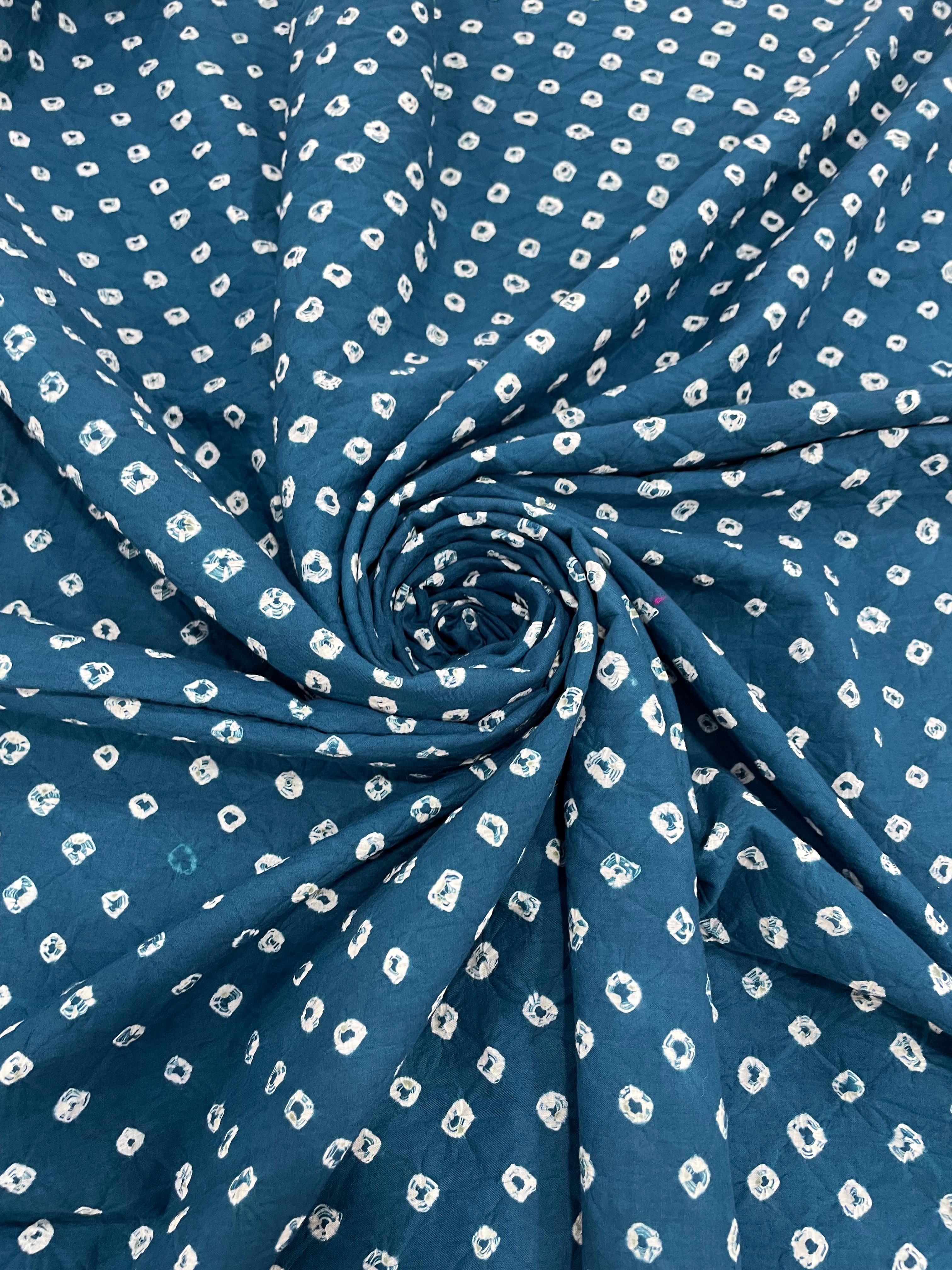 BLUE OVERALL DOT COTTON BANDHANI FABRIC-4m