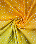 YELLOW BOARDER ALL OVER DOT BANDHANI SILK FABRIC