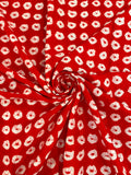 RED BIG DOTS SILK BANDHANI FABRIC
