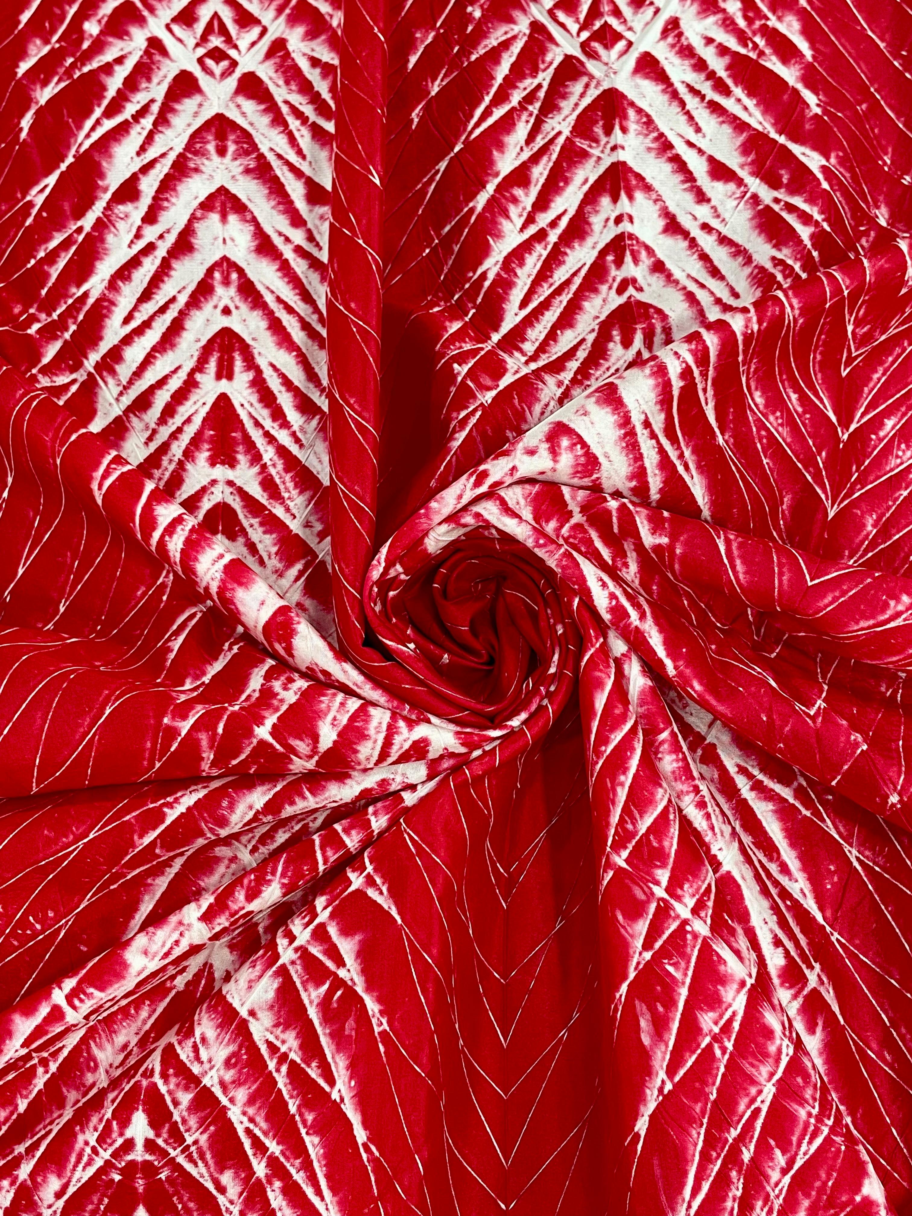 RED SHIBORI SILK FABRIC