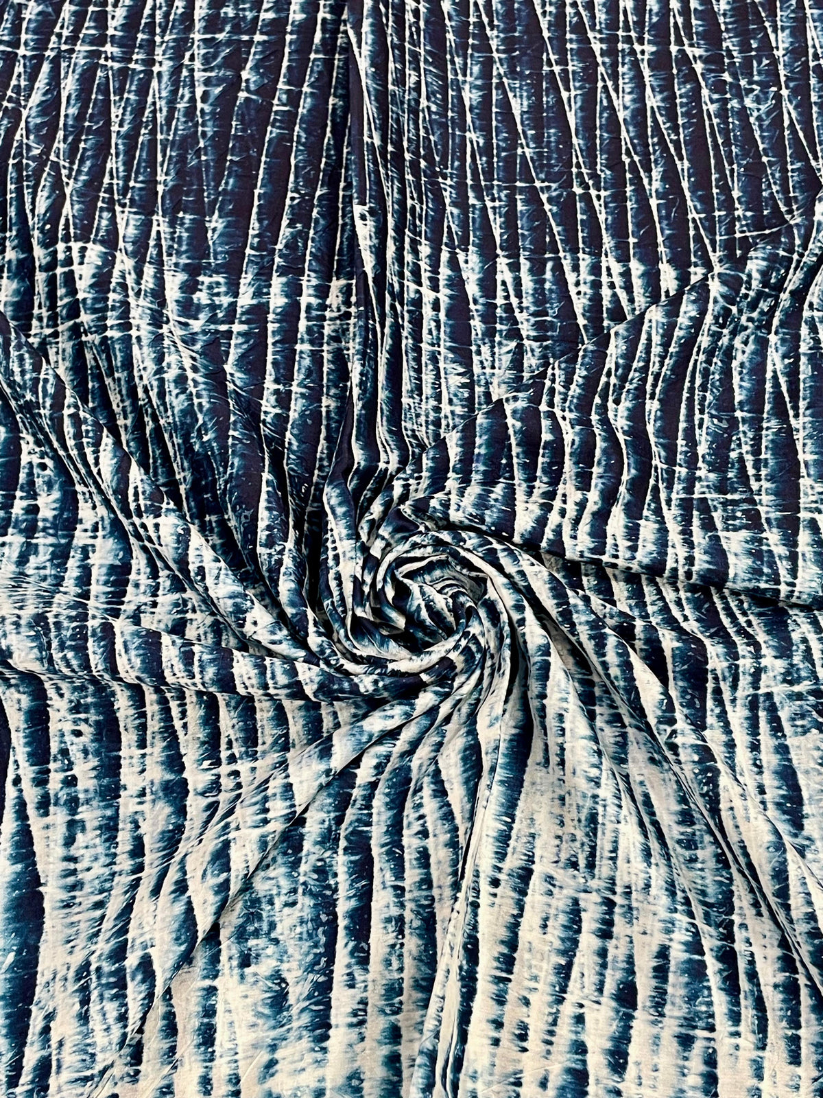 INDIGO BLUE SHIBORI SILK FABRIC