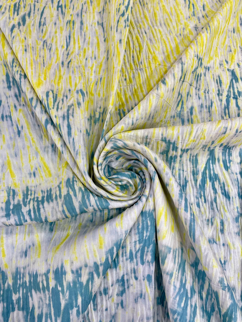 YELLOW-GREY SHIBORI SILK FABRIC