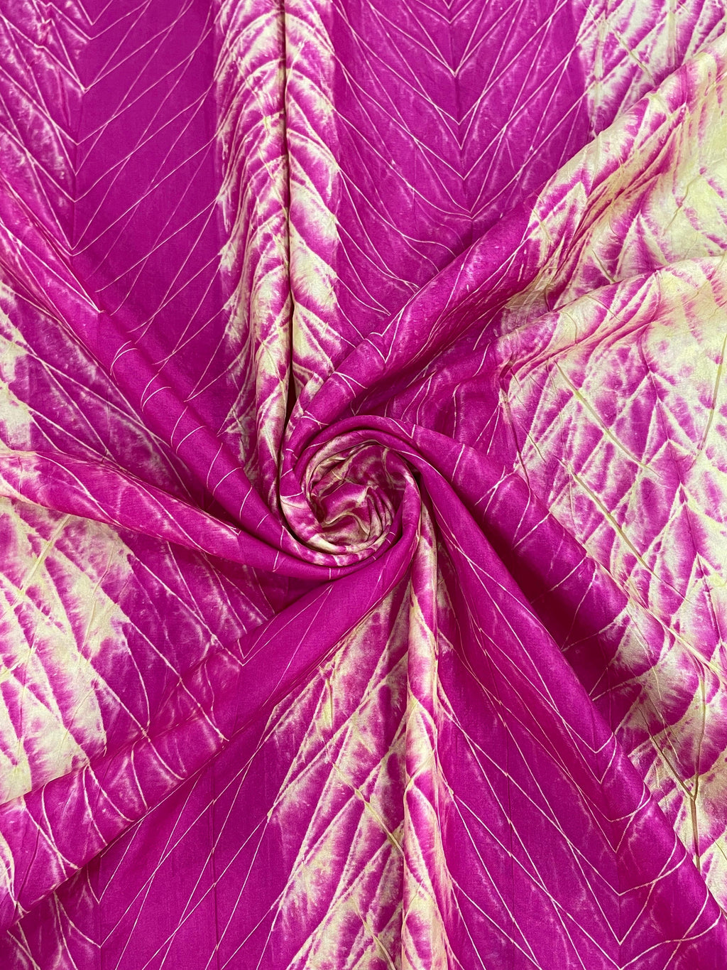 PINK-YELLOW SHIBORI SILK FABRIC