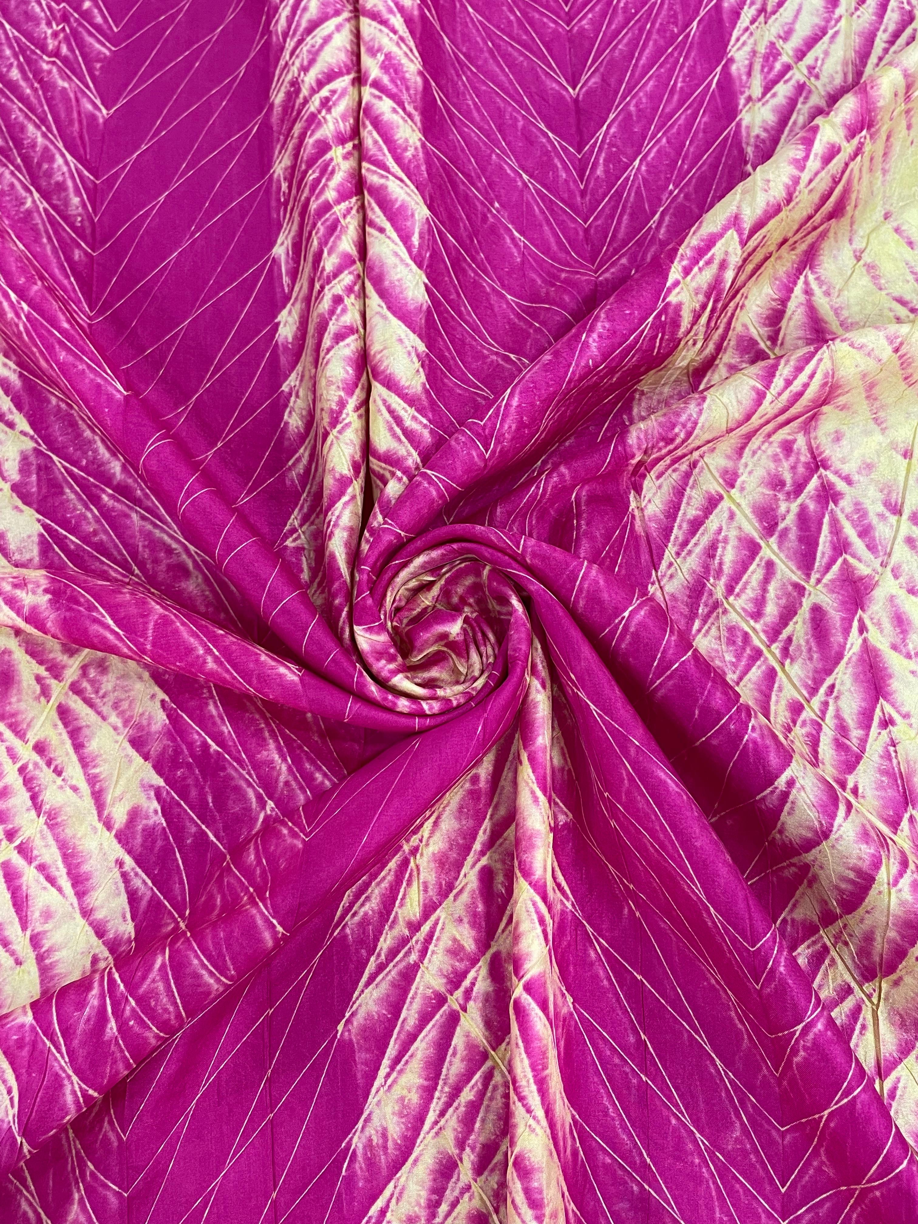 PINK-YELLOW SHIBORI SILK FABRIC