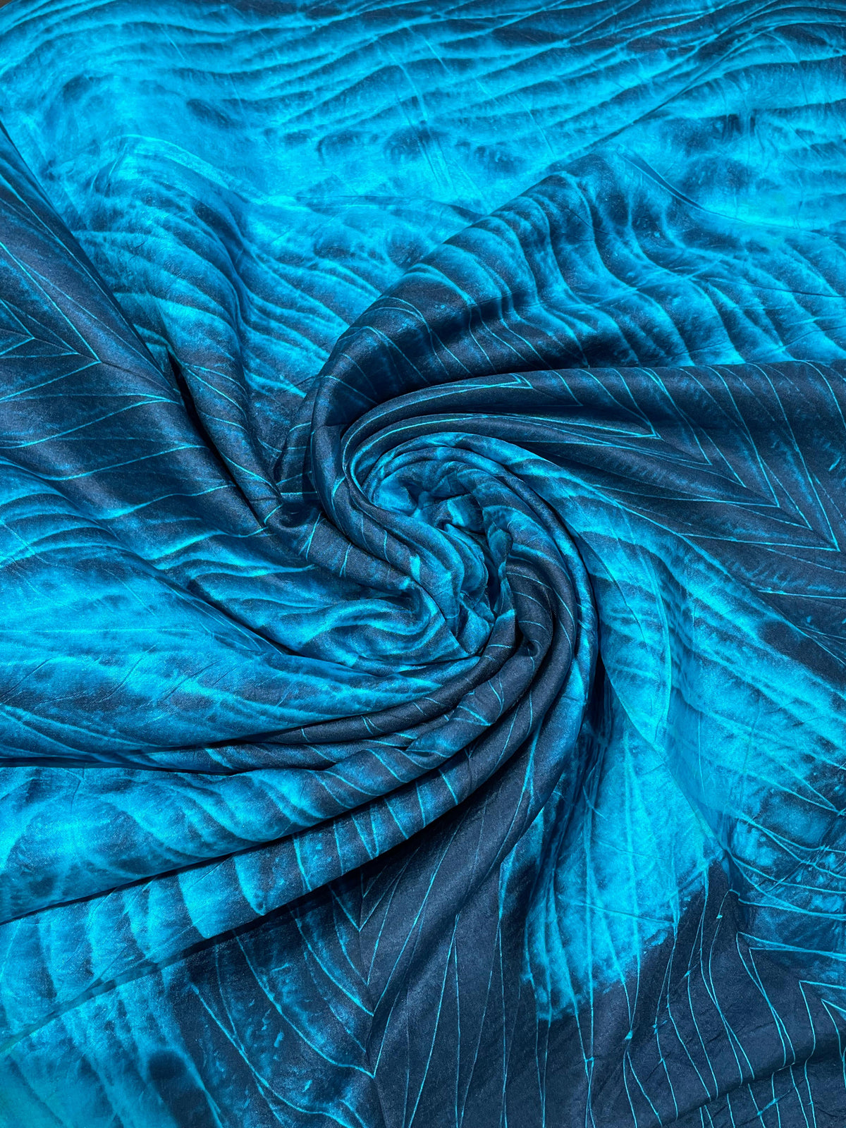 BLUE SHIBORI SILK FABRIC